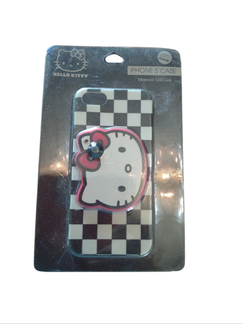 Hello Kitty Mirrored Checkered Hard Case for Apple iPhone 5 Black White Pink